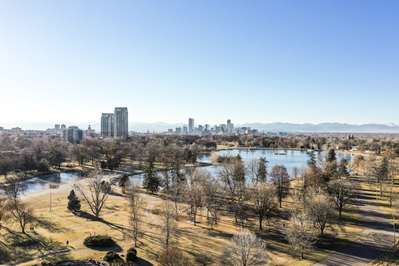Denver skyline with Rocky Mountains